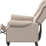 Modern Furniture Tufted Back Linen Fabric Adjustable Armchair, Mid-Century Recliner for Transitional Living Room with Nailhead Trim, Beige Modern Furniture Tufted Back Linen Fabric Adjustable Armchair, Mid-Century Recliner for Transitional Living Room with Nailhead Trim, Beige