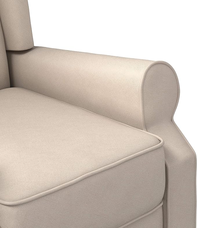 Modern Furniture Tufted Back Linen Fabric Adjustable Armchair, Mid-Century Recliner for Transitional Living Room with Nailhead Trim, Beige4 Modern Furniture Tufted Back Linen Fabric Adjustable Armchair, Mid-Century Recliner for Transitional Living Room with Nailhead Trim, Beige