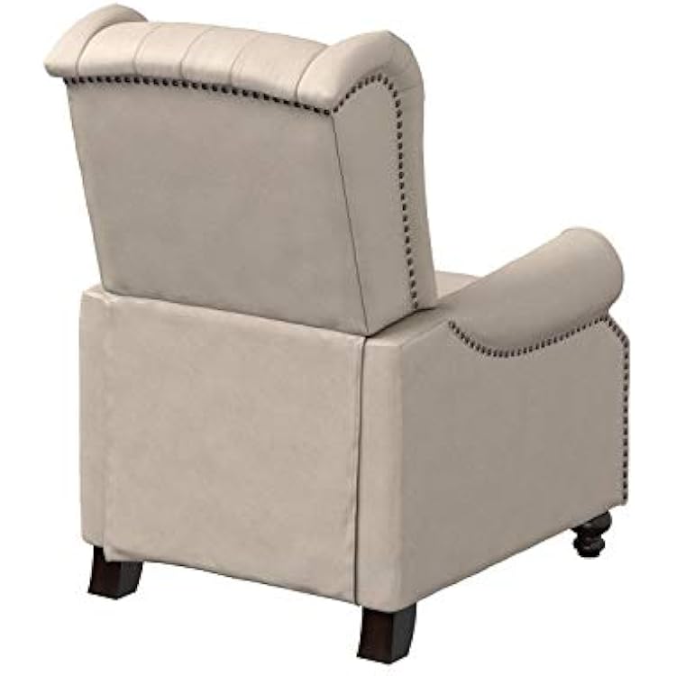 Modern Furniture Tufted Back Linen Fabric Adjustable Armchair, Mid-Century Recliner for Transitional Living Room with Nailhead Trim, Beige6 Modern Furniture Tufted Back Linen Fabric Adjustable Armchair, Mid-Century Recliner for Transitional Living Room with Nailhead Trim, Beige
